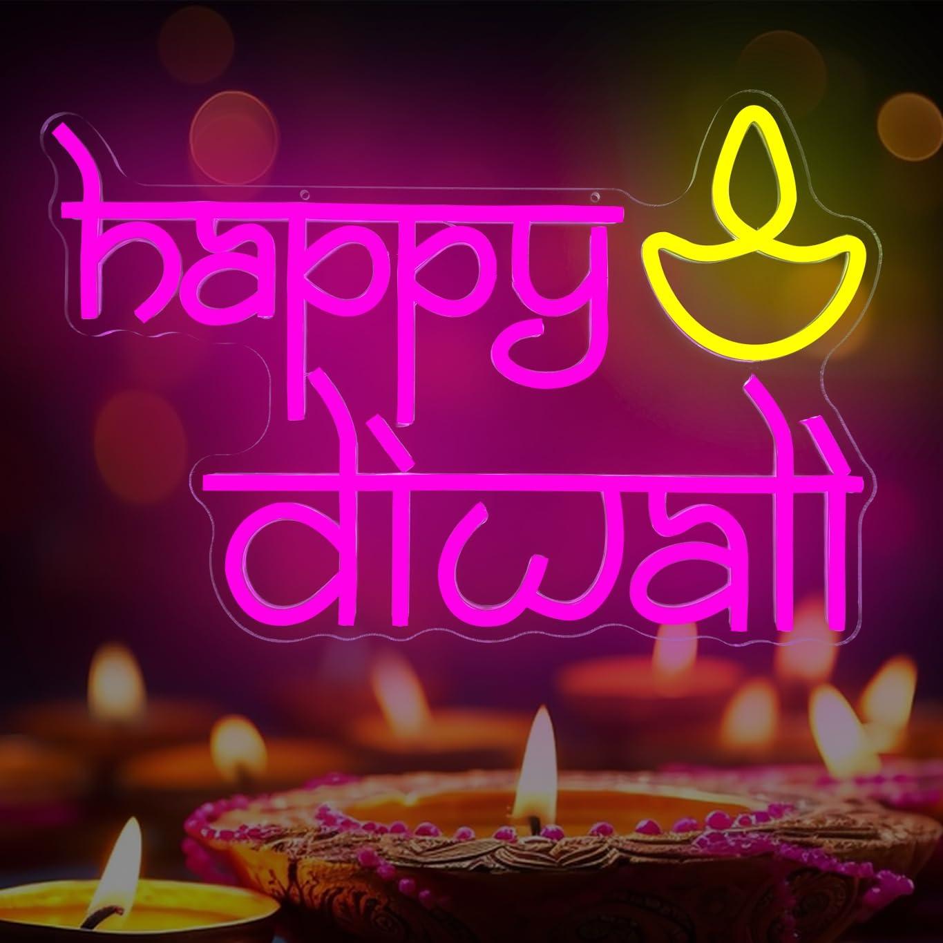 Lighting Decor Home - Gelukkige Diwali Neonbord USB-aangedreven LED dimbare