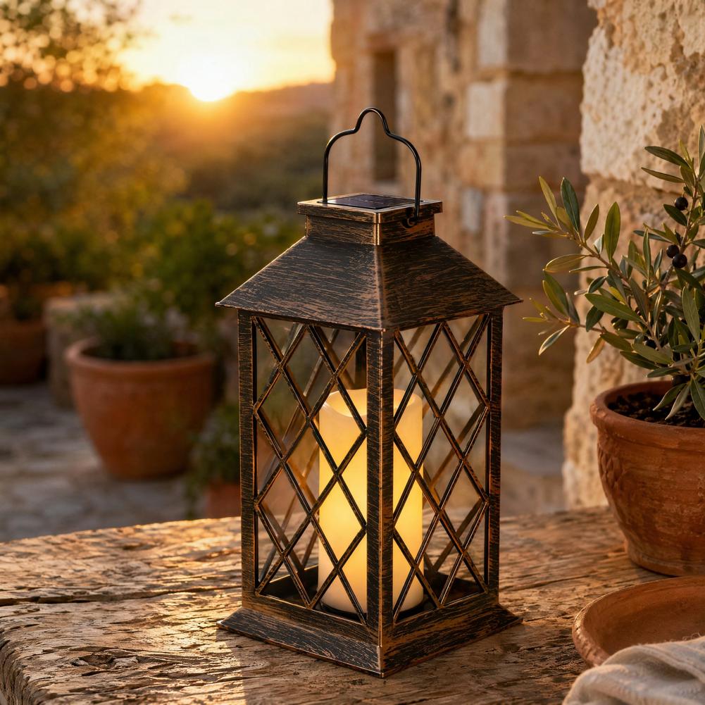 Lighting Decoration Outdoor - Retro zonnelantaarn, zonne-energie kaarsenlantaarn voor buiten,