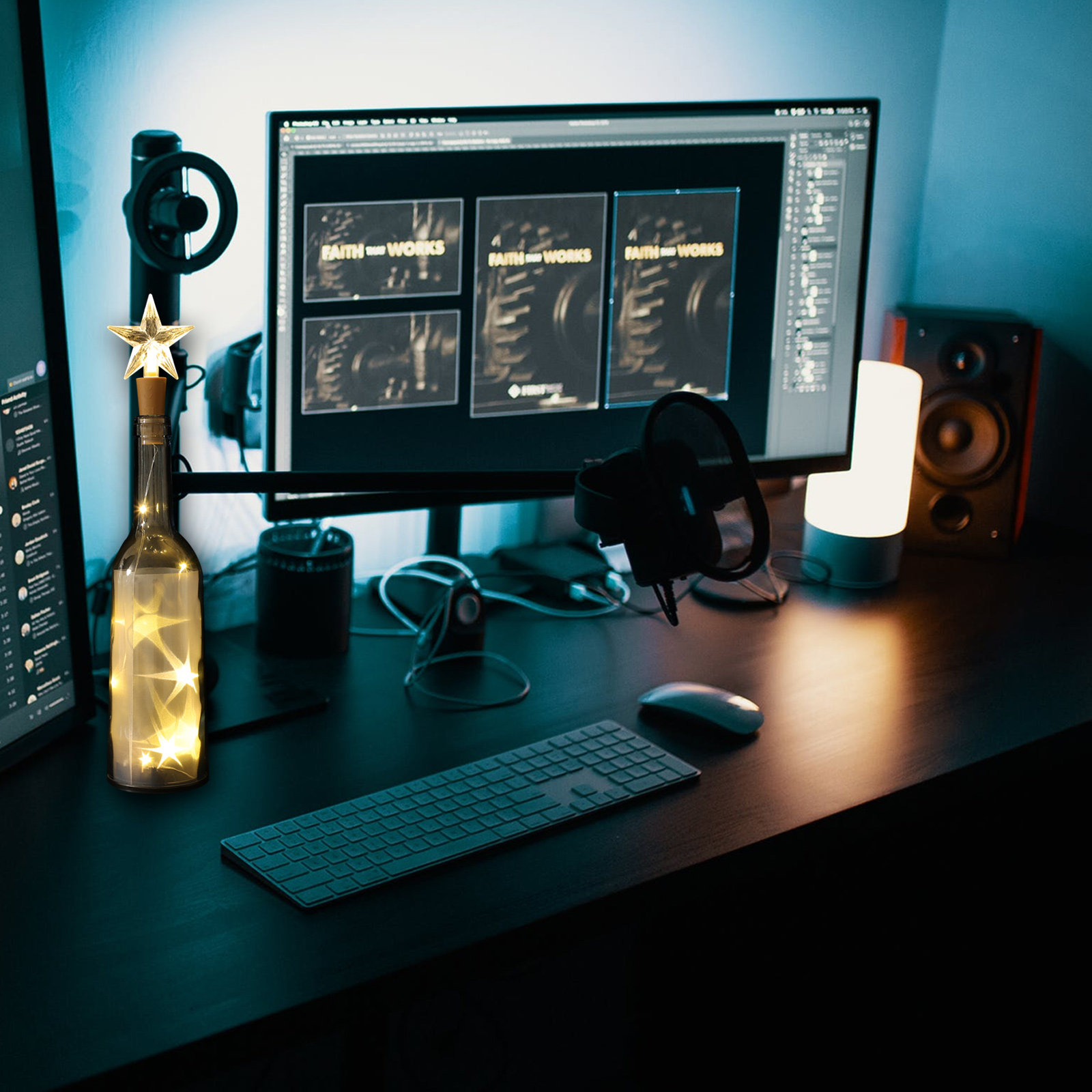 Decor Lighting Cork - 2-delige LED kurk touwlamp set, koperdraad