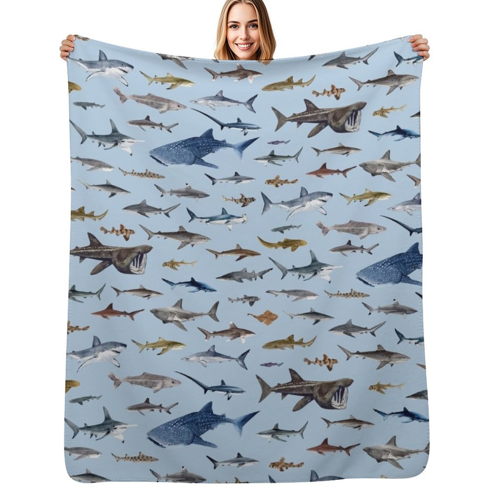 Lighting Decoration Ideas For Home - SHARKS poster – lichtblauwe deken voor