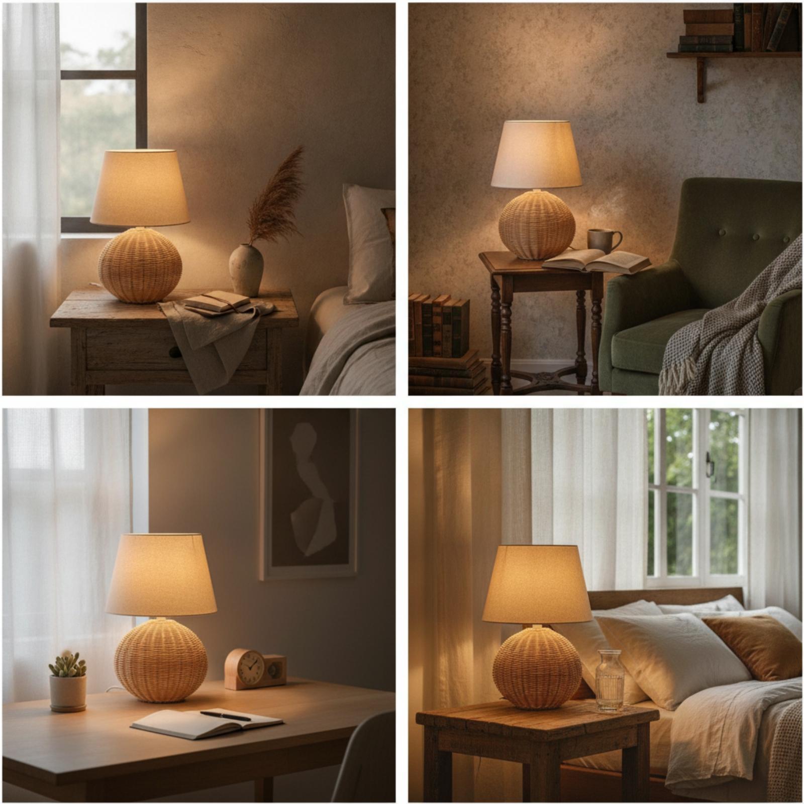 Bedlampje met rotan voet en st - Lighting Decor For Living Room recensie en prijs
