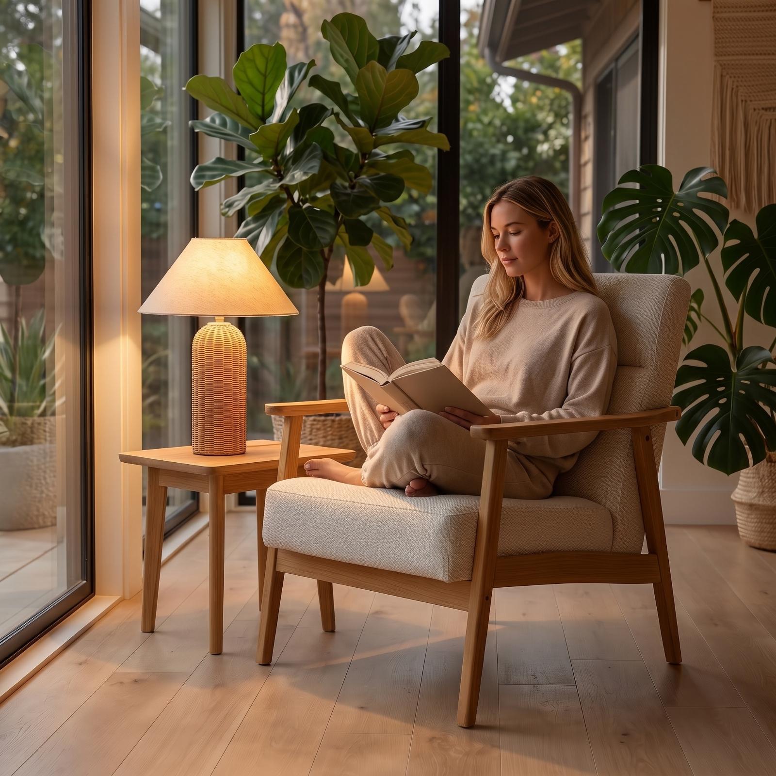 Bedlampje met rotan voet en st - Lighting Decor For Living Room recensie en prijs