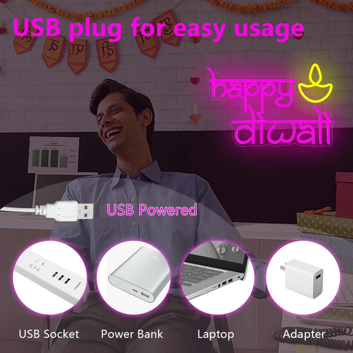 Gelukkige Diwali Neonbord USB- - Lighting Decor Home recensie en prijs