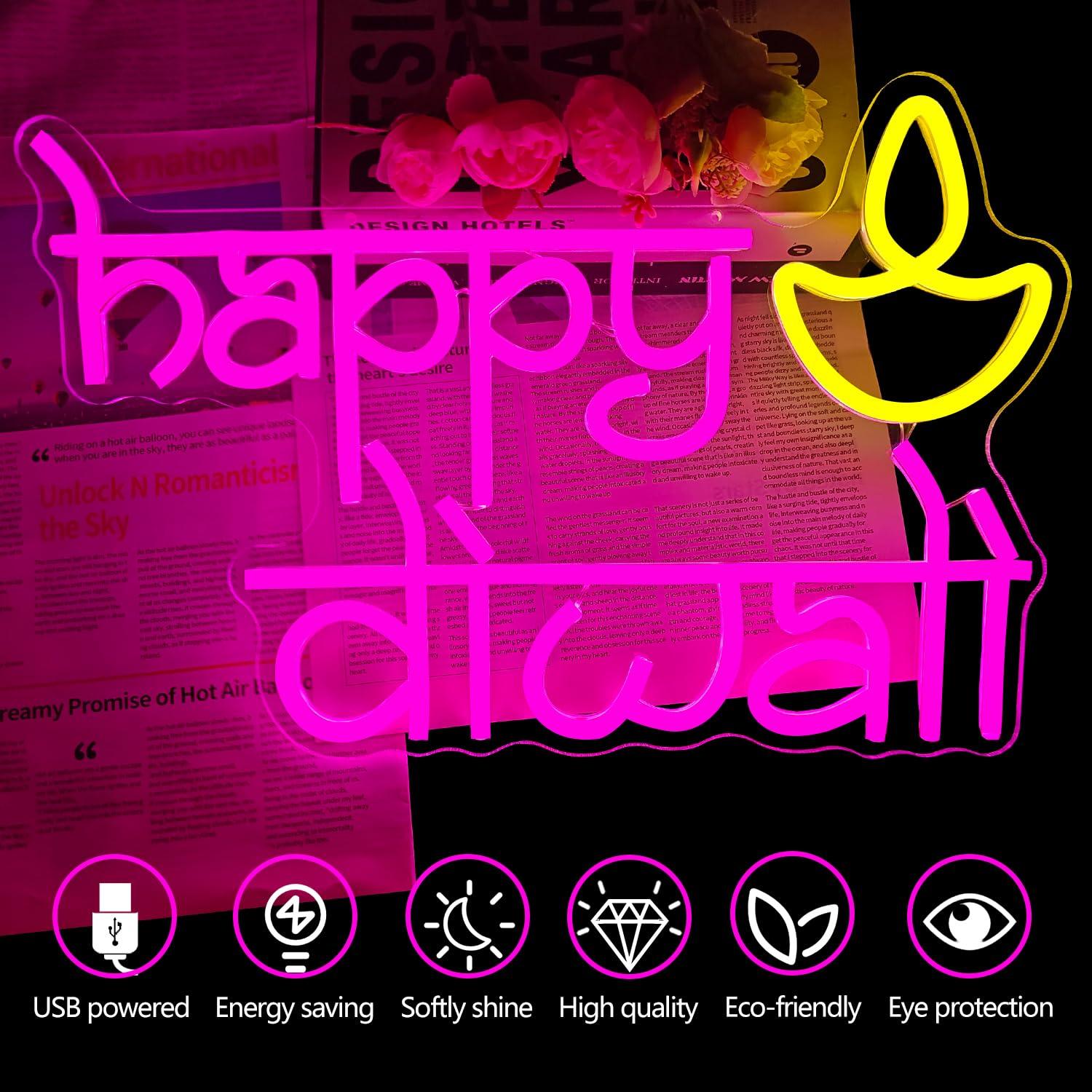 Gelukkige Diwali Neonbord USB- - Lighting Decor Home recensie en prijs