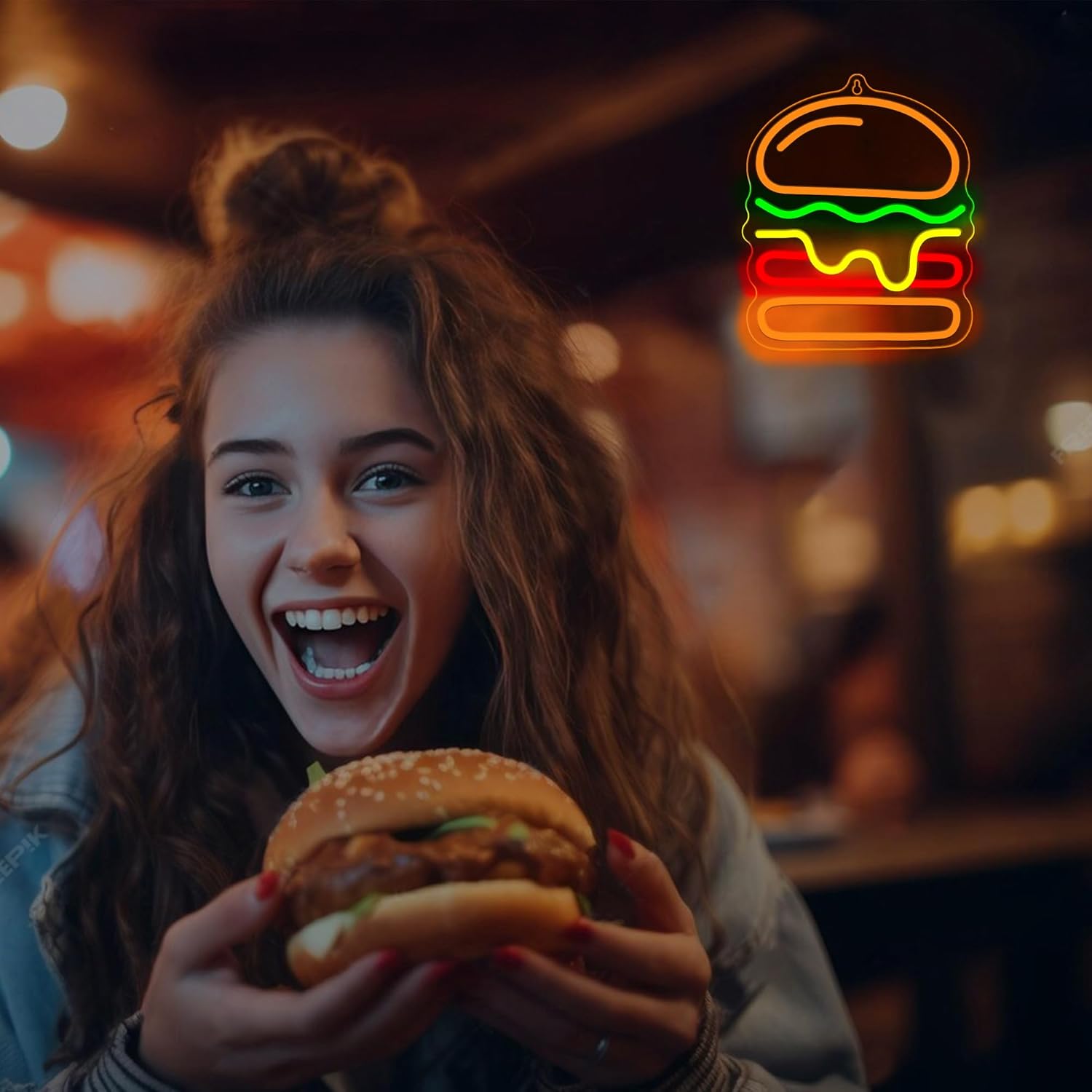 Burger Neon Sign met gelaagde  - Lighting Decoration Ideas For Home recensie en prijs