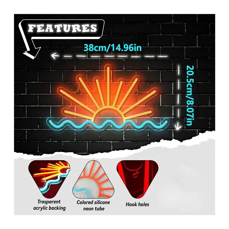 Sunrise Sunset Neon Sign Beach - Lighting Decor Sunrise recensie en prijs
